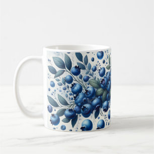 Blueberry Pattern - Light Blue Background Coffee Mug