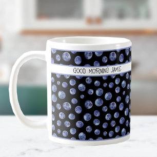 Blueberry pattern on the black personalized mug