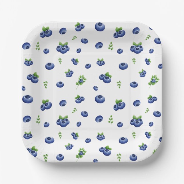 Blueberry Pattern Paper Plates (Front)