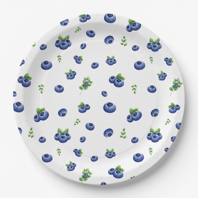Blueberry Pattern Paper Plates (Front)