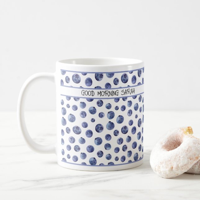 Blueberry pattern personalized mug (With Donut)