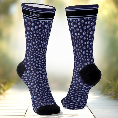 Blueberry Pattern Personalized Name Blue Socks