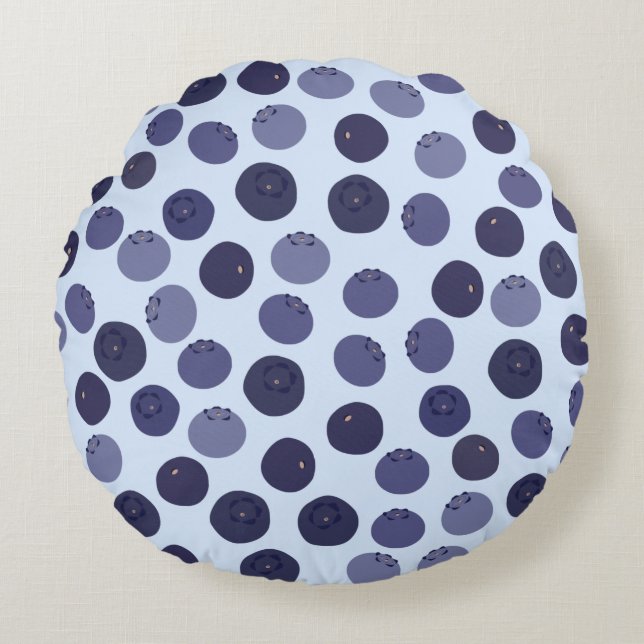 Blueberry Pattern Round Pillow (Front)