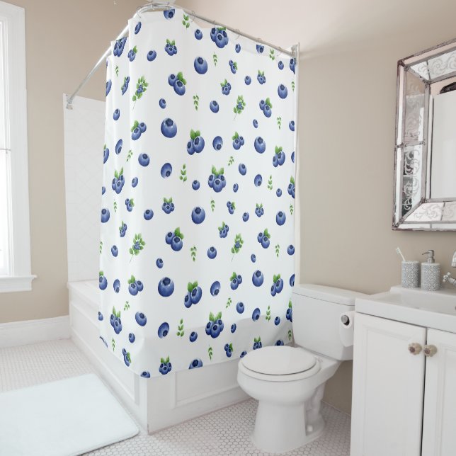 Blueberry Pattern Shower Curtain (In Situ)