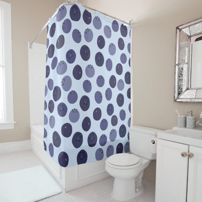 Blueberry Pattern Shower Curtain (In Situ)