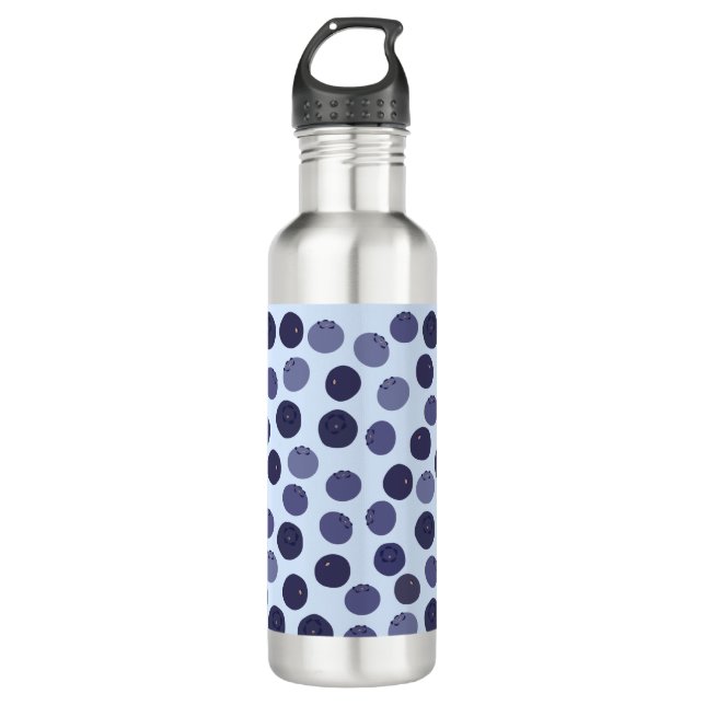 Blueberry Pattern Stainless Steel Water Bottle (Front)
