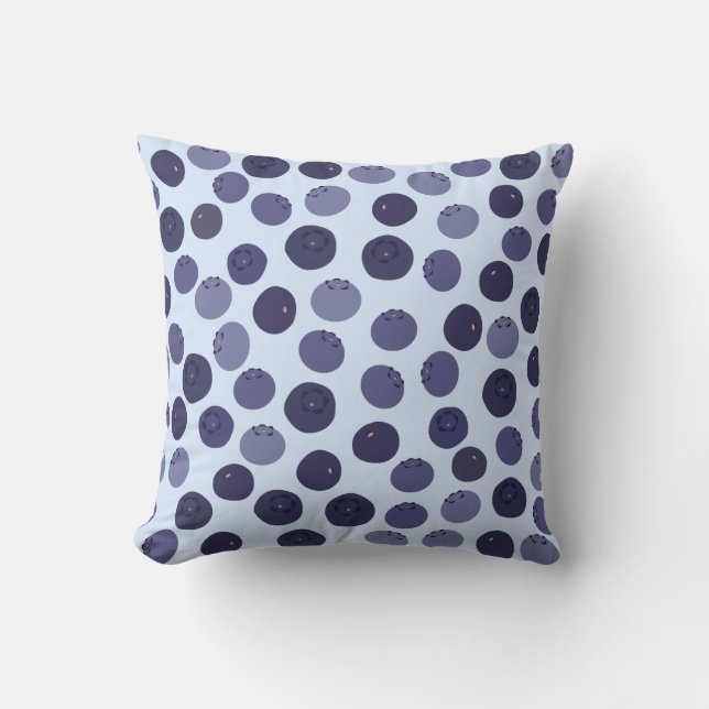 Blueberry Pattern Throw Pillow (Front)