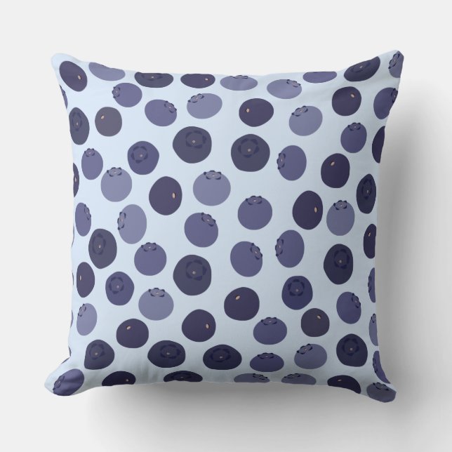 Blueberry Pattern Throw Pillow (Front)