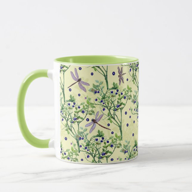 Blueberry pattern with dragonflies mug (Left)