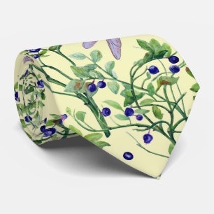 Blueberry pattern with dragonflies neck tie