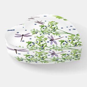 Blueberry pattern with dragonflies paperweight