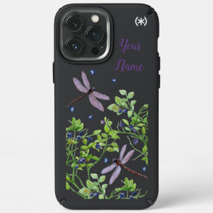 Blueberry pattern with dragonflies speck iPhone 13 pro max case