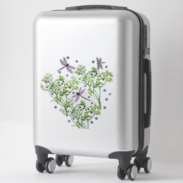 Blueberry pattern with dragonflies sticker (Suitcase)
