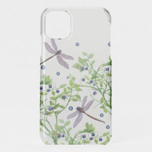 Blueberry pattern with dragonflies iPhone 11 case