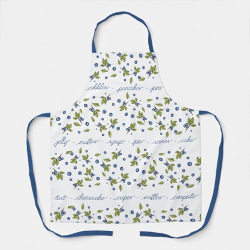 Blueberry Pattern Words  Apron
