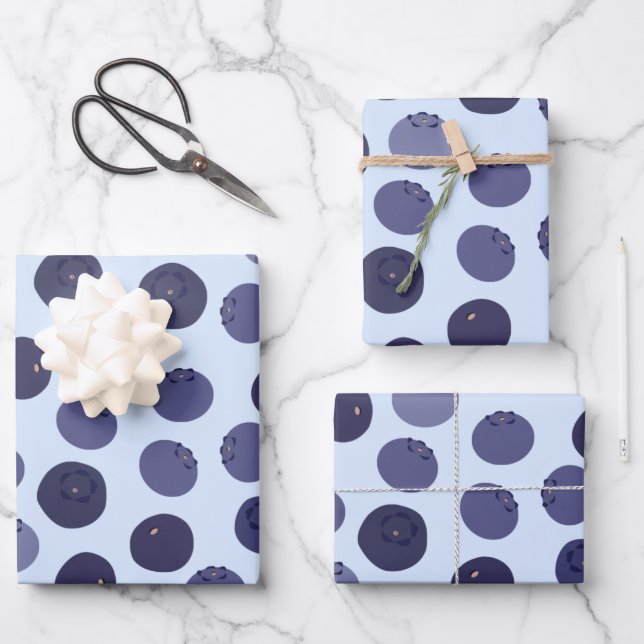Blueberry Pattern Wrapping Paper Sheets (Front)