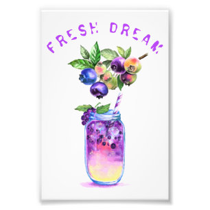 Blueberry Photo Print Fruits Juice Drink Summer 