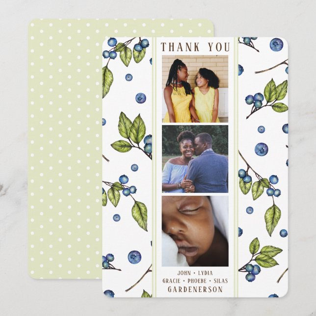 Blueberry Photo Thank You  Announcement (Front/Back)