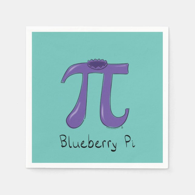 Blueberry Pi Cute Math Pi Day Party Napkins (Front)