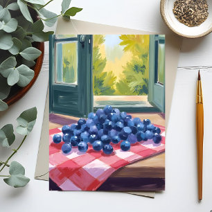 Blueberry Picking   Fruit Watercolor Blueberries Postcard