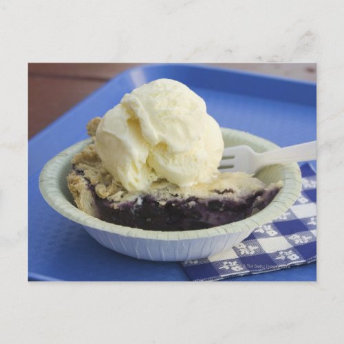 Blueberry pie a la mode postcard