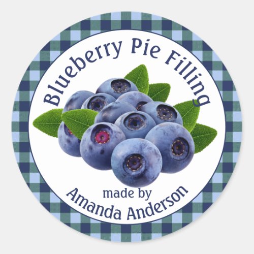Blueberry Pie Filling Plaid 3 Circle Food Label