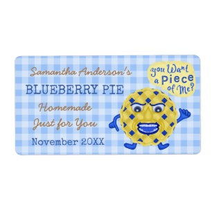 Blueberry Pie or Jam Funny Homemade Dessert Name Label