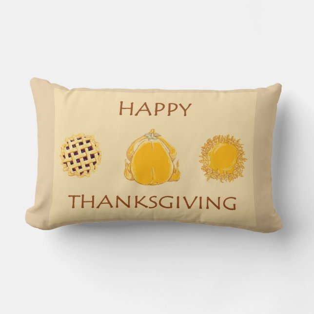 blueberry pie, roasted turkey, pumpkin pie pillow (Front)