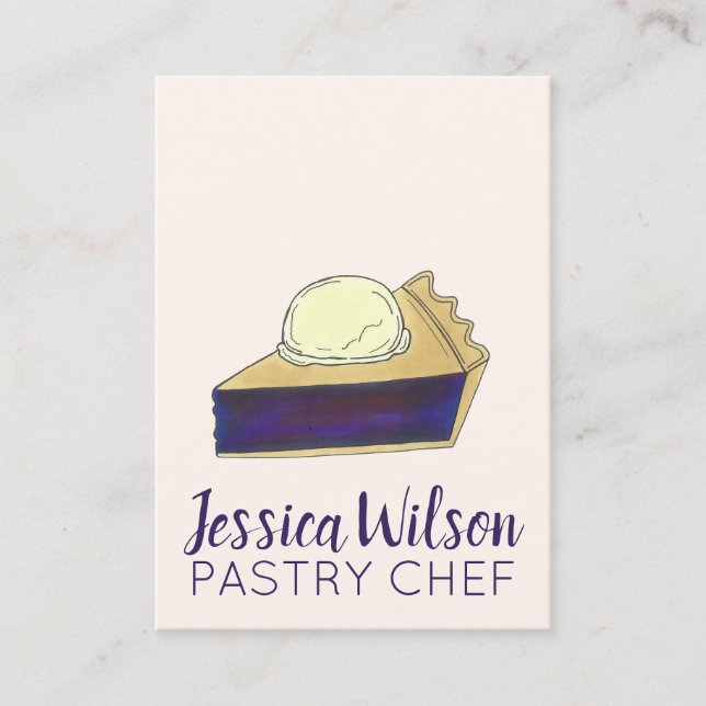 Blueberry Pie Slice Bakery Restaurant Pastry Chef Business Card (Front)