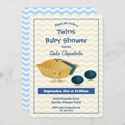 Blueberry Pie Twins Baby Shower Invitation