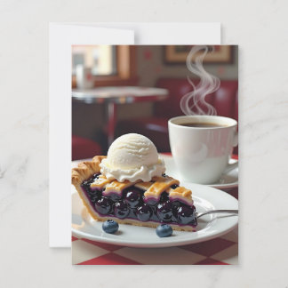 Blueberry Pie, Vanilla Ice Cream and Coffee   Postcard