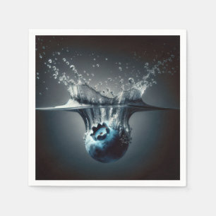 Blueberry Plunging Into Water Napkins