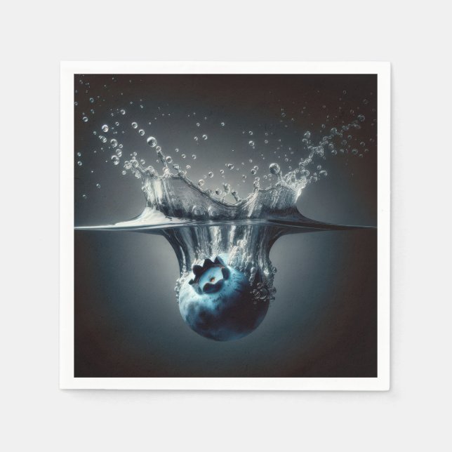 Blueberry Plunging Into Water Napkins (Front)