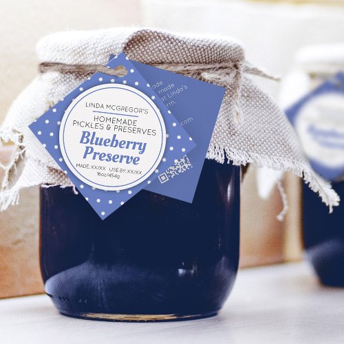 Blueberry preserve red jam jar food product label