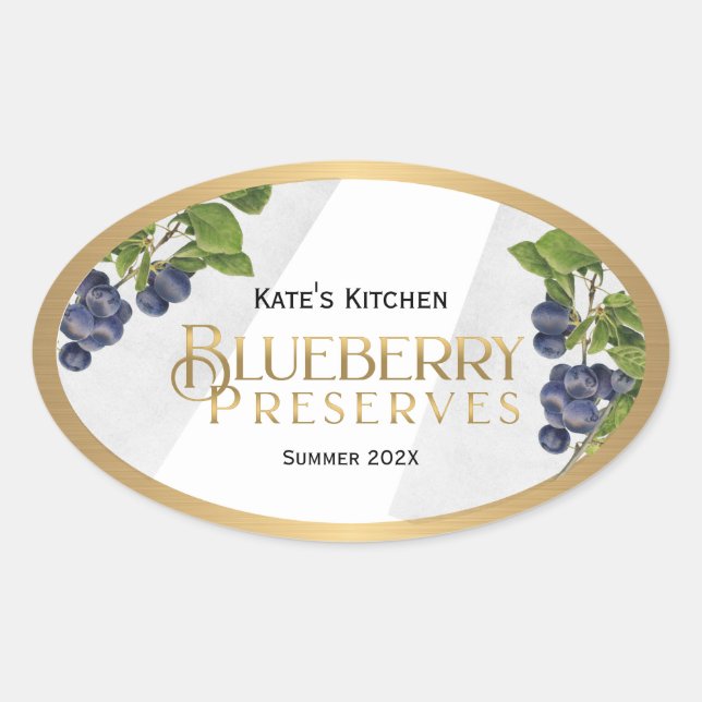 Blueberry Preserves Jelly Label Vintage (Front)