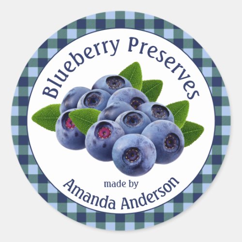 Blueberry Preserves Plaid 3 Circle Food Label