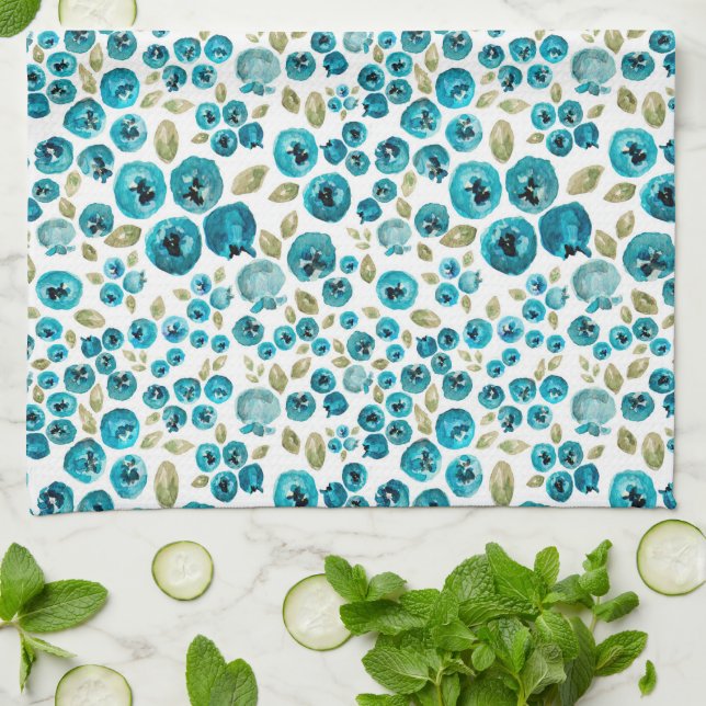 Blueberry Print Tea Towel (Folded)