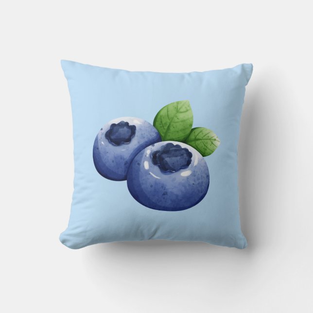 Blueberry Print Throw Pillow (Front)