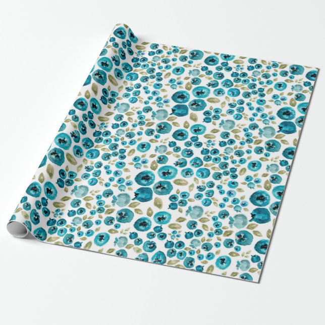 Blueberry Print Wrapping Paper (Unrolled)