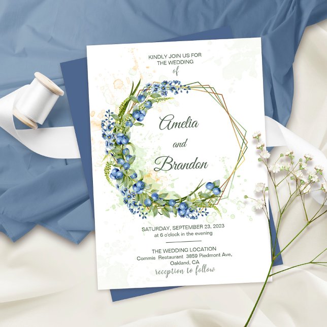Blueberry Rustic Wedding Invitation (Creator Uploaded)