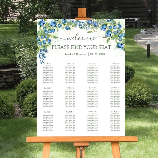 Blueberry Rustic Wedding Seating Chart Foam Board (Creator Uploaded)