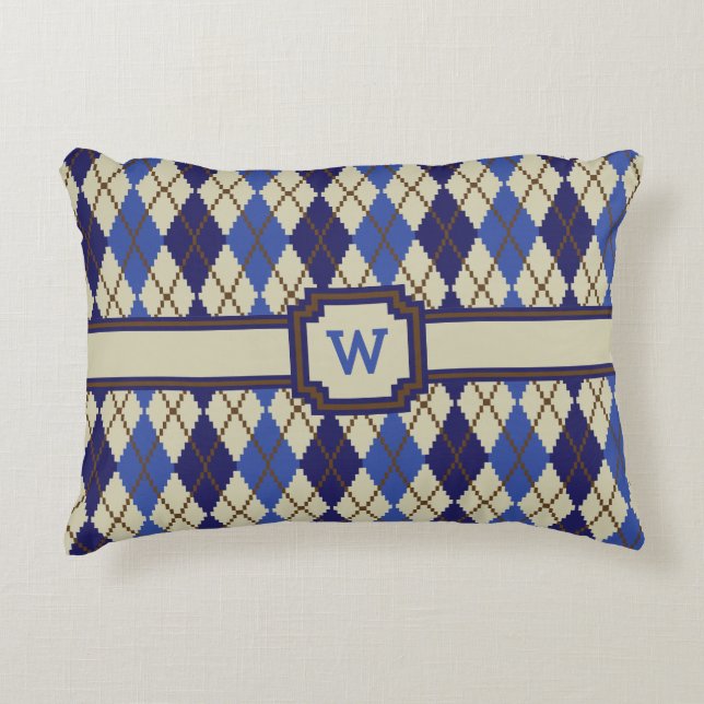 Blueberry Scone Argyle Accent Pillow (Front)