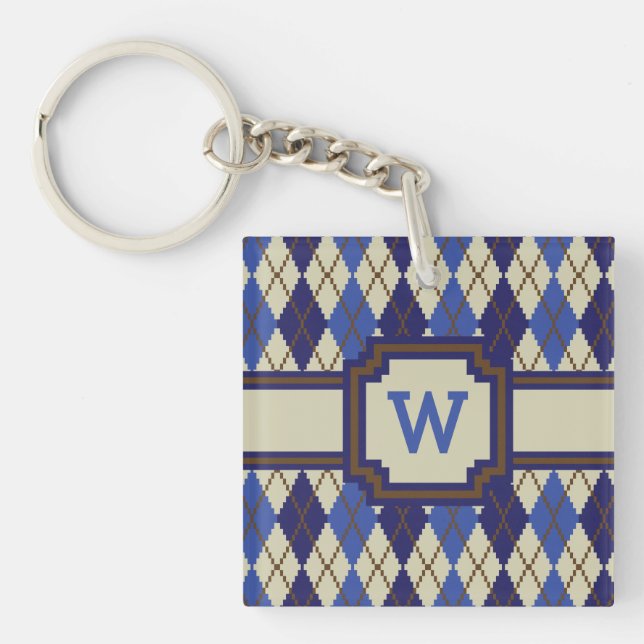 Blueberry Scone Argyle Acrylic Keychain (Front)