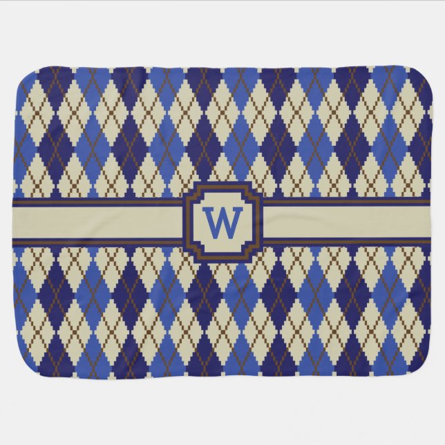 Blueberry Scone Argyle Baby Blanket (Horizontal)