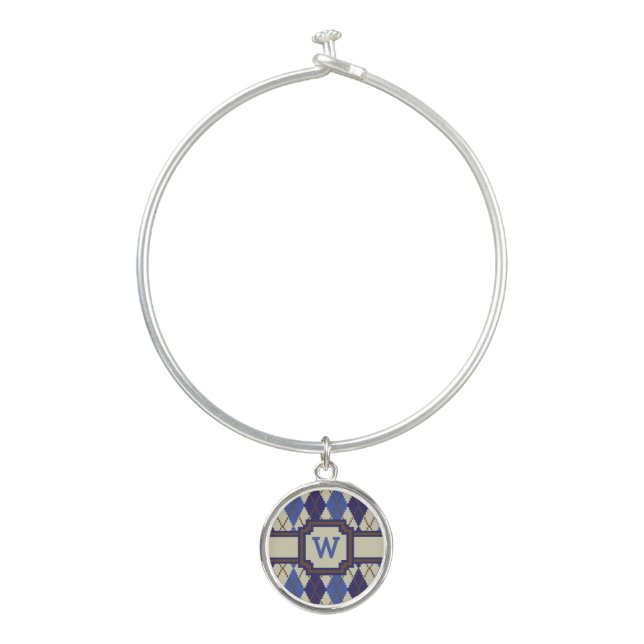 Blueberry Scone Argyle Bangle Bracelet (Front)