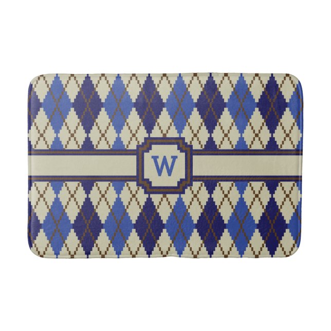 Blueberry Scone Argyle Bath Mat (Front)