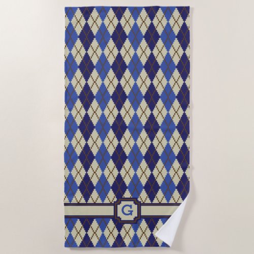 Blueberry Scone Argyle Beach Towel