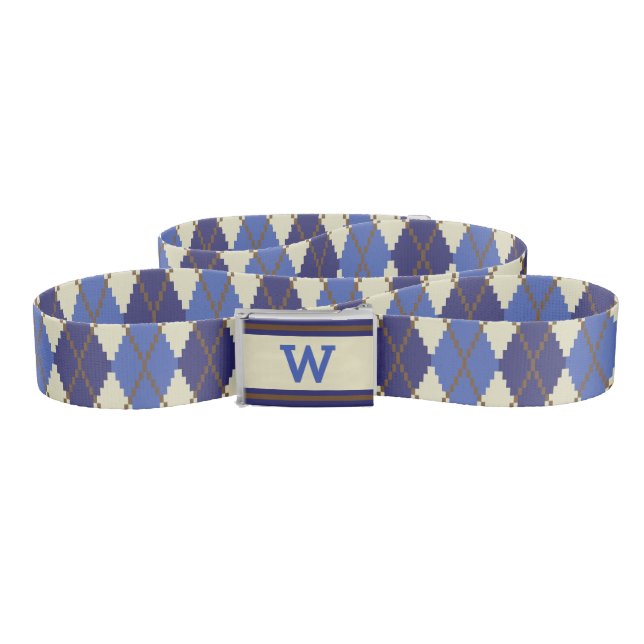 Blueberry Scone Argyle Casual Belt (Zig-Zag)