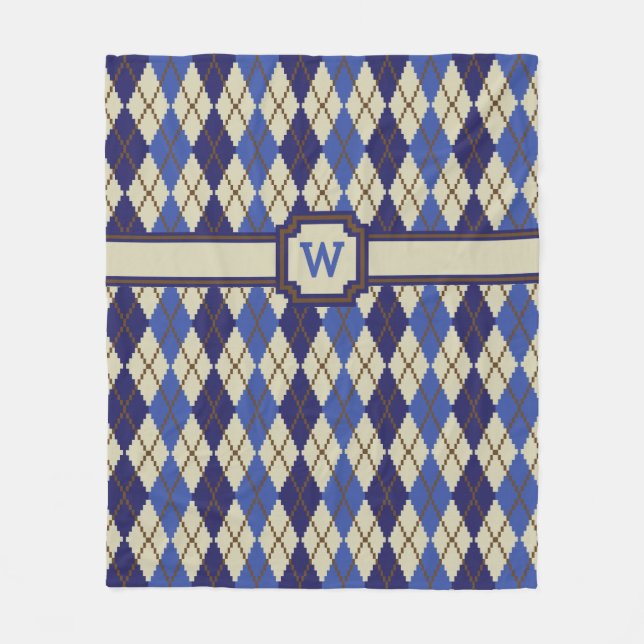 Blueberry Scone Argyle Fleece Blanket (Front)