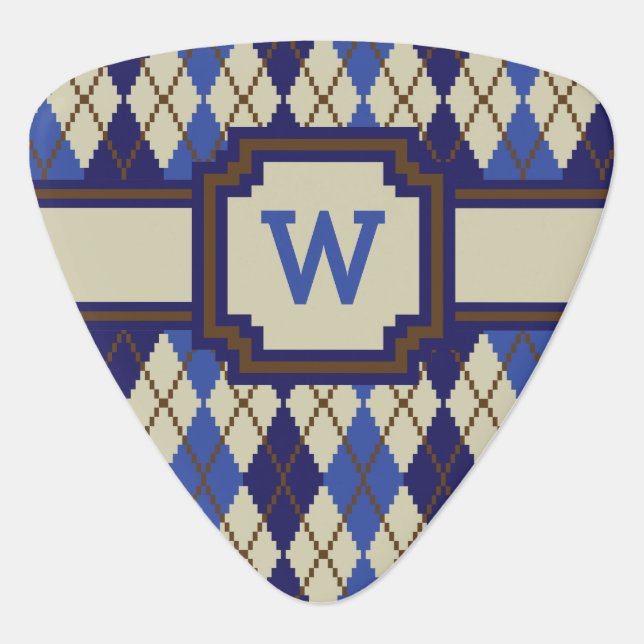 Blueberry Scone Argyle Guitar Pick (Front)